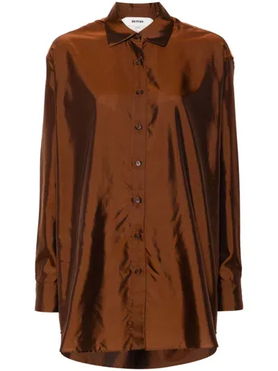 Bettter Point-collar Shirt In Brown