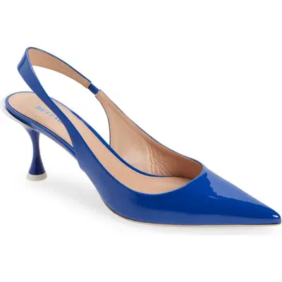 Betzábe Lola Pointed Toe Slingback Pump In Blue Patent White Detail