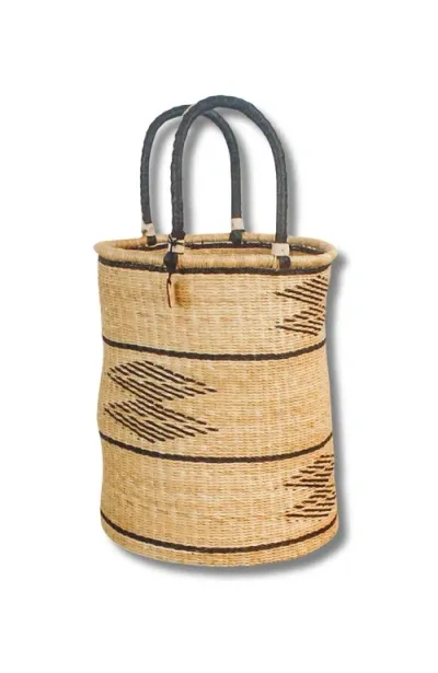 Big Blue Moma Bolga Baskets In Natural/black - Diamond