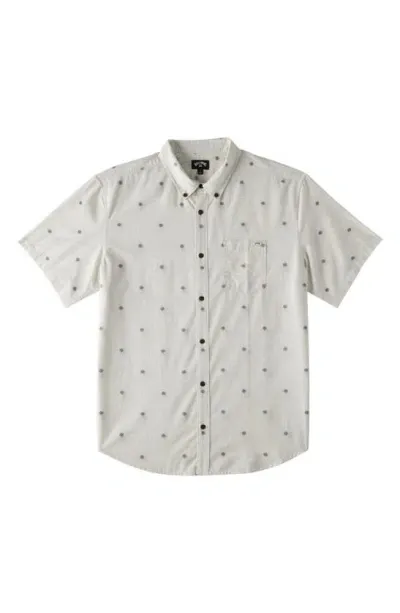 Billabong Kids' All Day Short Sleeve Jacquard Button-down Shirt In Chino