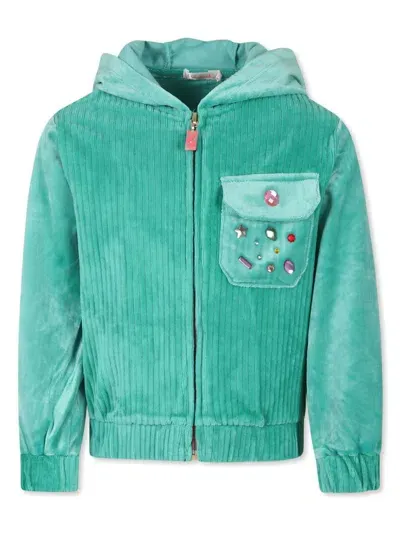 Billieblush Kids' Crystal-embellished Hoodie In Green