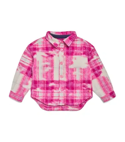 Billieblush Kids' Embellished Plaid Overshirt In Pink