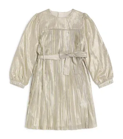 Billieblush Kids' Lamé Pleated Dress In Silver