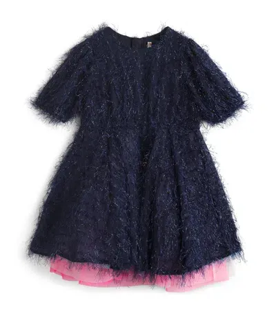 Billieblush Kids' Sequinned Logo Dress In Navy