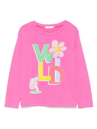 Billieblush Kids' Slogan Print T-shirt In Pink