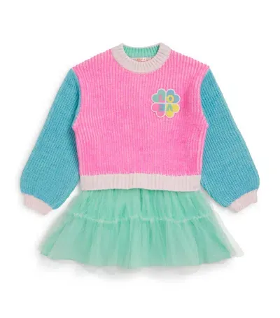 Billieblush Kids' Sweater Tulle Dress In Pink