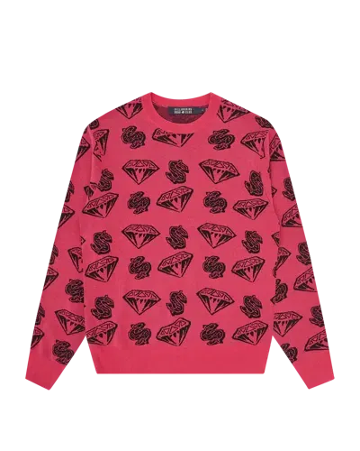 Billionaire Boys Club Europe Kids' Diamonds & Dollars Knitted Jumper In Pink