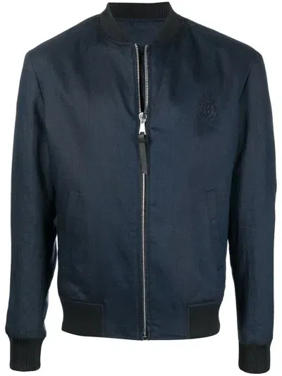 Billionaire Crest-motif Zip-up Bomber Jacket In Blue