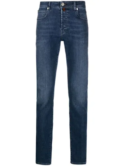 Billionaire Logo-embroidered Straight-leg Jeans In Blau