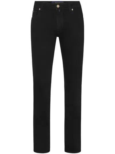 Billionaire Logo-embroidered Straight-leg Jeans In Black