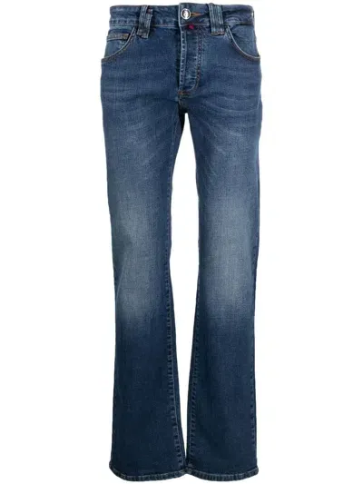 Billionaire Logo-embroidered Straight-leg Jeans In Blue