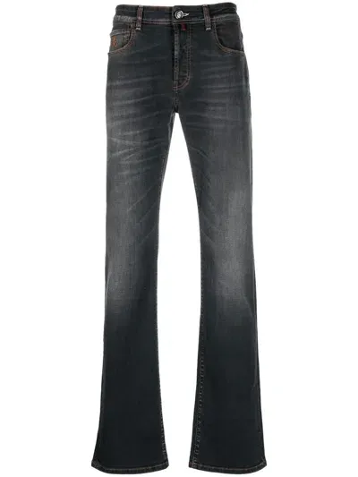 Billionaire Logo-patch Straight-leg Jeans In Grau