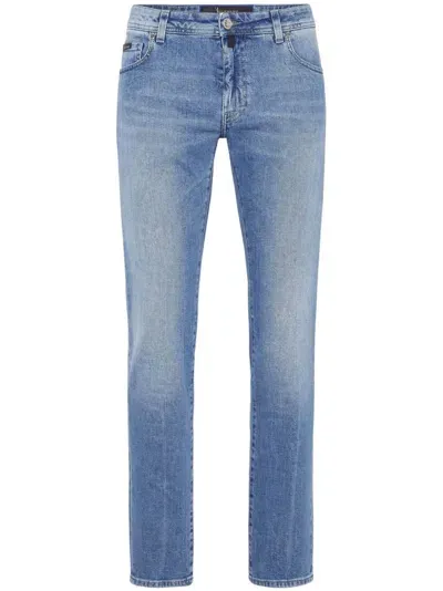 Billionaire Crest-appliqué Mid-rise Straight-leg Jeans In Blue