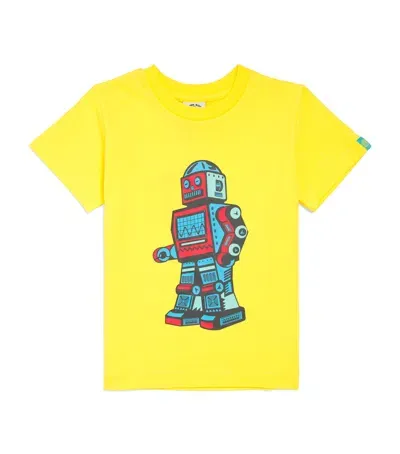 Billionaire Boys Club Kids' Cotton Walking Robot T-shirt In Yellow