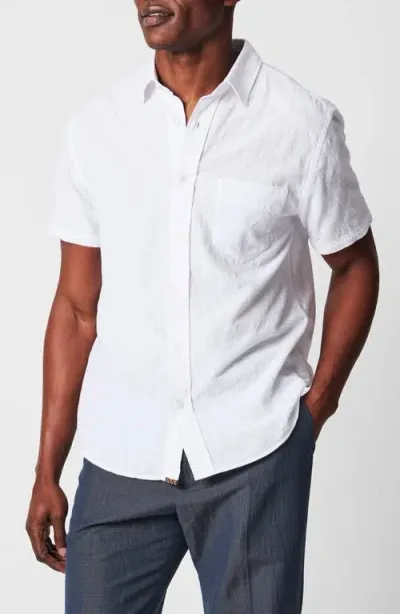 Billy Reid Cypress Jacquard Short Sleeve Button-up Shirt In White