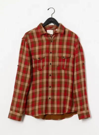 Billy Reid Double Face Plaid Scout Shirt In Billy's Brown Multi