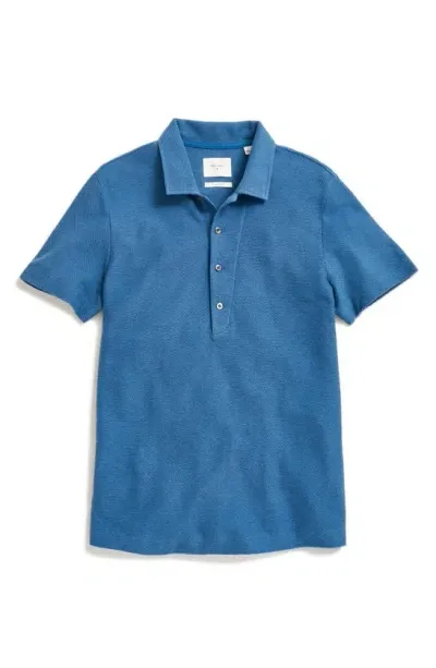 Billy Reid Hemp & Cotton Knit Polo In Dark Blue