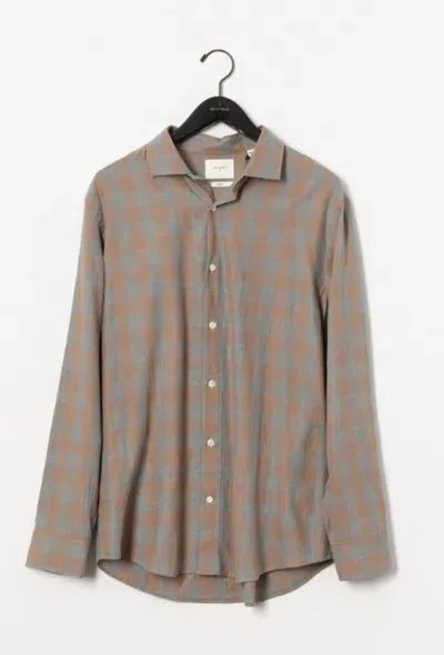 Billy Reid Herringbone Plaid Hutcheson Sport Shirt In Light Brown/teal