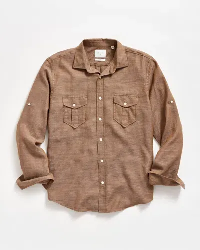 Billy Reid Melange Diamond Weave Scout Shirt In Billy's Brown