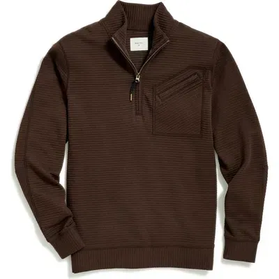 Billy Reid Quilted Half Zip Pullover In Chocolate