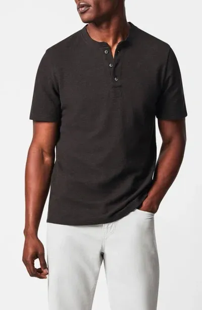 Billy Reid Short Sleeve Hemp & Cotton Henley In Black