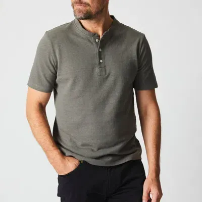 Billy Reid Short Sleeve Hemp Cotton Henley In Washed Grey