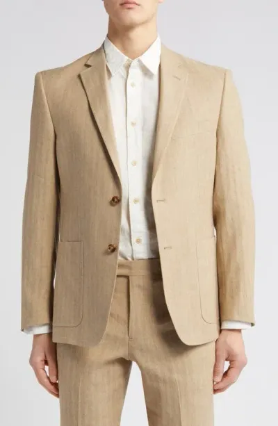 Billy Reid Virgin Wool Blend Sport Coat In Tan Herringbone