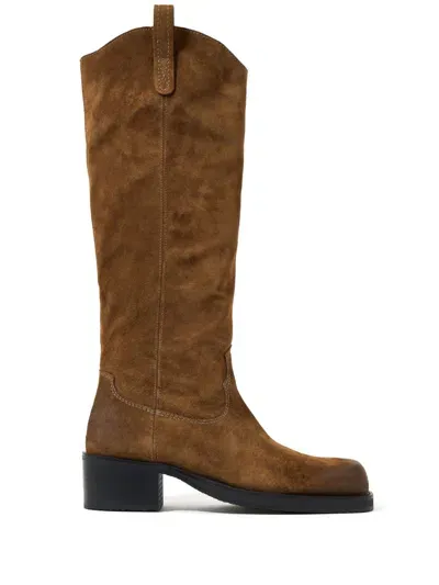 Bimba Y Lola 45mm Split Leather Cowboy Boots In Brown