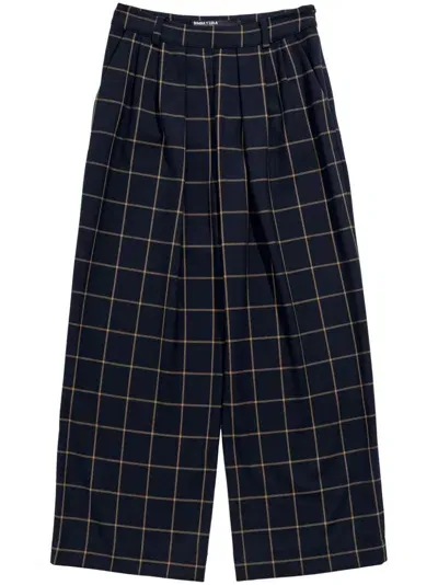 Bimba Y Lola Checked Flared Trousers In Blue