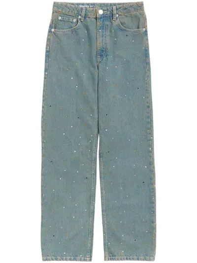 Bimba Y Lola Crystal-embellished Cropped Jeans In Blue