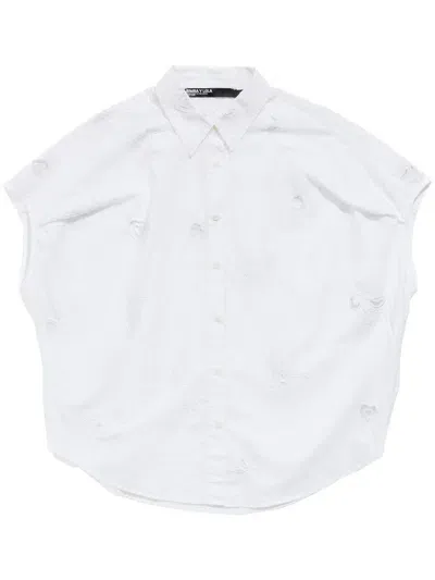 Bimba Y Lola Embroidered Short-sleeve Shirt In White