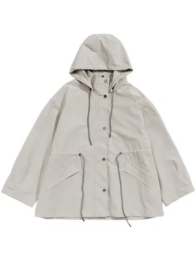 Bimba Y Lola Hooded Trench Coat In Grey