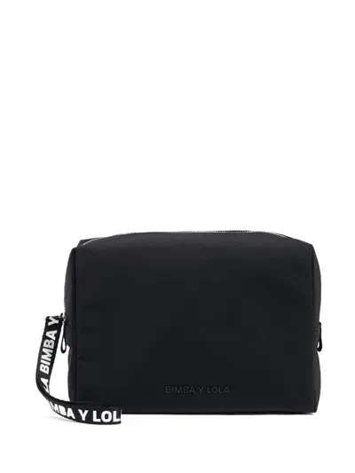 Bimba Y Lola Large Logo-lettering Makeup Bag In Black