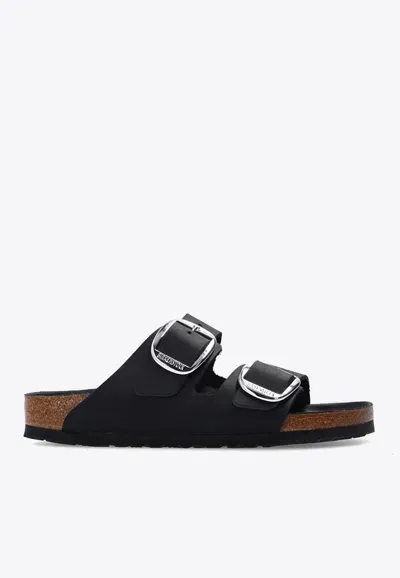 Birkenstock Arizona Big Buckle Leather Slides In Black