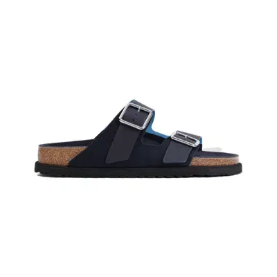 Birkenstock Arizona Dark Navy Suede And Pvc Sandals In Blue