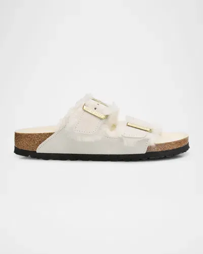 Birkenstock Arizona Shearling Sandals Antique White/antique White In Antique Whiteantique White