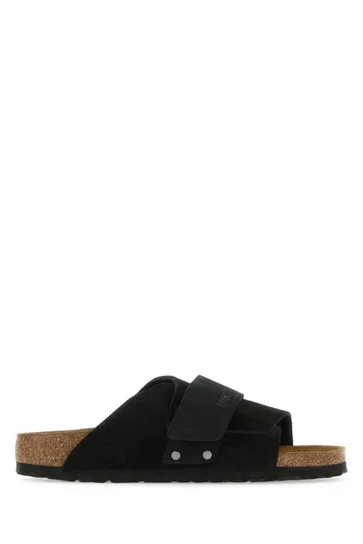 Birkenstock Black Suede Kyoto Slippers In Suede,midnight