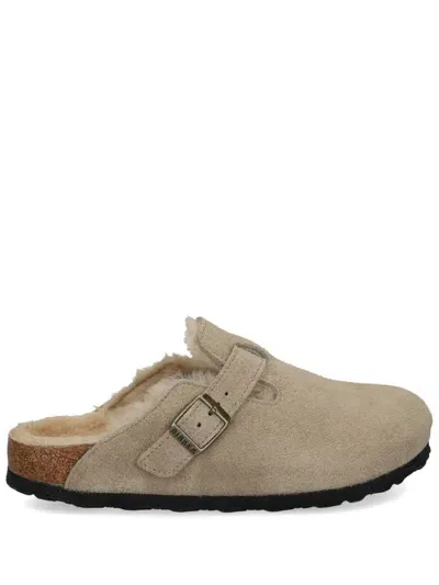 Birkenstock Boston Shearling Mules In Gray