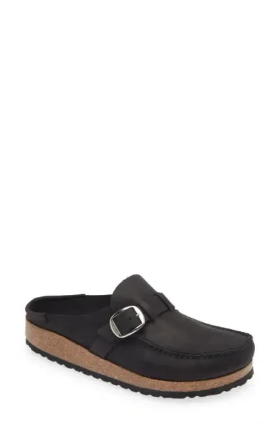 Birkenstock Buckley Suede Leather Womens Moccasin Clogs In Black