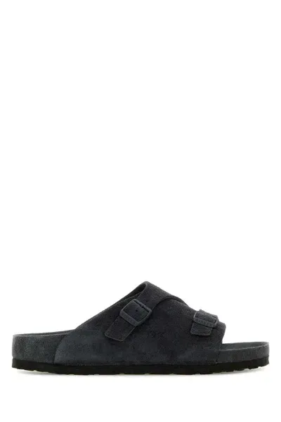 Birkenstock Charcoal Suede Zã¼rich Slippers In Anthracite