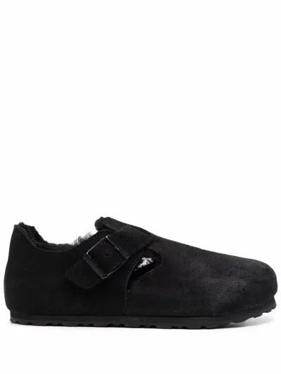 Birkenstock Logo-print Suede Slippers In Black