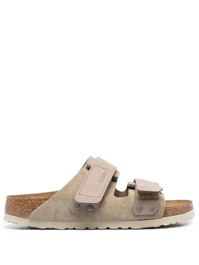 Birkenstock Kyoto Touch-strap Leather Sandals In Beige