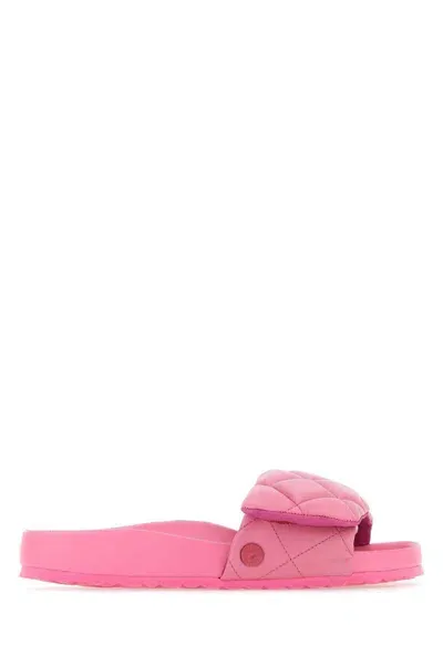 Birkenstock Pink Leather Sylt Padded Slippers