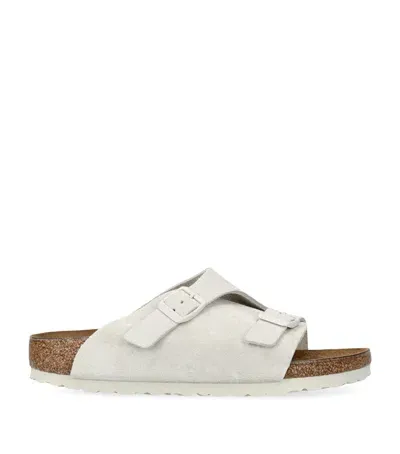 Birkenstock Suede Zürich Sandals In White