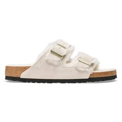 Birkenstock Arizona Genuine Shearling Lined Slide Sandal In Ivory