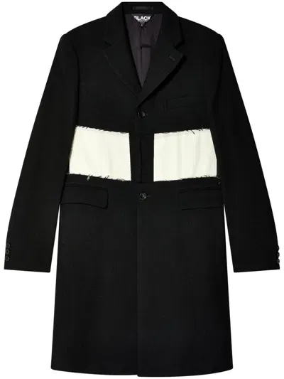 Black Comme Des Garçons Frayed-edge Coat In Black