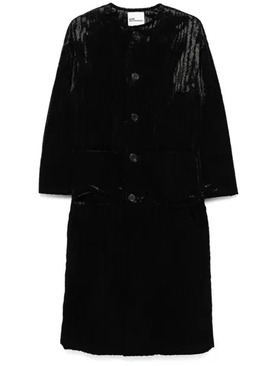 Black Comme Des Garçons Jacquard Coat In 黑色