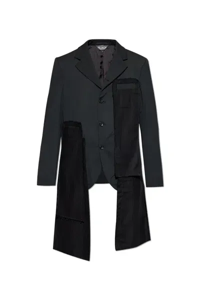 Black Comme Des Garçons Patchwork Frayed Blazer