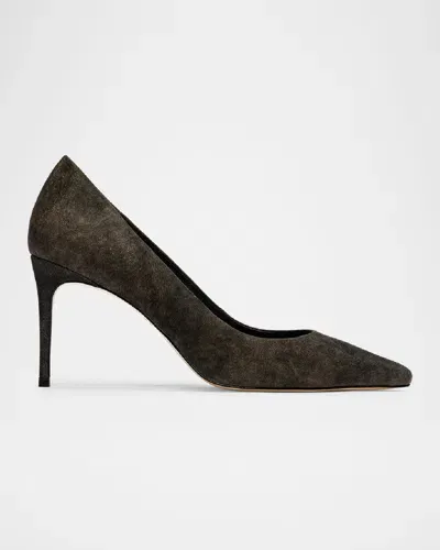 Black Suede Studio Amaya Suede Classic Pumps In Dark Brown Distressed Nubuck