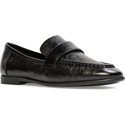 Black Suede Studio Arrow Loafer In Black Crinkle Leather